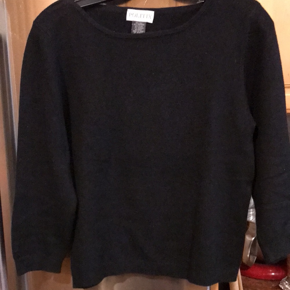 Politix Black 3/4 Sleeve Cashmere Sweater